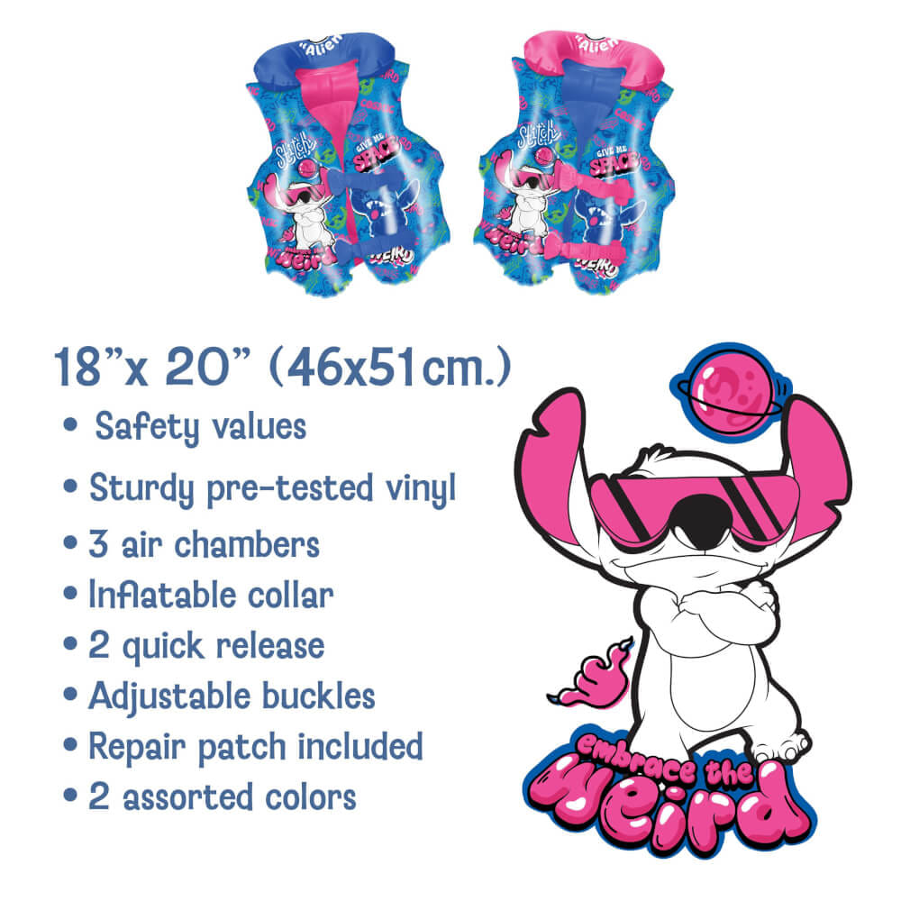 เสื้อชูชีพขนาด 20 X 18 นิ้ว ลาย STITCH สีน้ำเงิน
